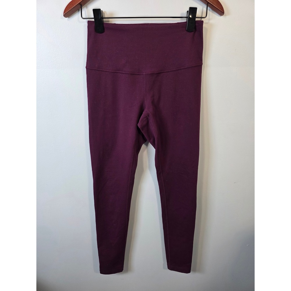 Zella Womens High Waist Leggings Burgundy Plum Performance Tights Size Small